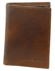 [PIERRE CARDIN] Men's Leather Bi-Fold Wallet in Cognac