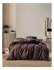 [Linen House] Nimes Quilt Cover Set In Espresso