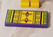New LEGO Bees RUG Native Aztec Design Tassels Loom GREEN YELLOW Braided Sticker