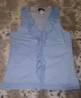 Look Pretty in this Light Blue Ruffled Sleeveless Top by Tendency Sz Large NWT