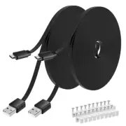 2-Pack 40FT Flat Power Cable for Wyze Cam/NestCam Micro USB Cord