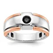 14k White/Rose Gold Two-tone Gold White/Rose Gold Men's 1/4 carat Black Diamond Complete Ring