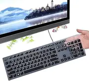 Keyboard Cover for DELL KB216 KB216b KB216t KB216d KB216p Wired & KM636 & Dell Optiplex 5250 3050 3240 5460 7450 7050 & Dell Inspiron AIO 3475/3670/3477 All-in one Desktop Keyboard -Black