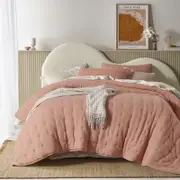 Vintage Design Homewares Queen Light Slate Grey Hugo Clay Cotton Gauze Quilted Coverlet Set