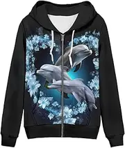 [Showudesigns] XS-5XL Zip Up Hoodie for Women Sweatshirt Pullover