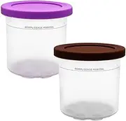 [CXQ] 2 Pack Replacement Ice Cream Pints with Lids，Compatible with Ninja Creami Ice Cream Maker, Model: NC301, NC300, NC299AMZ Series. (Purple/Coffee)