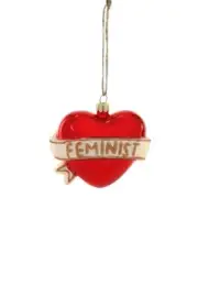 FEMINIST Red Heart Glass Christmas Ornament, by Cody Foster & Co.