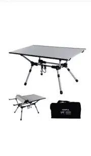 Camping Table Aluminum Detachable Roll Up Top Adjustable Height Portable Folding