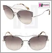 MIU MIU SCENIQUE Butterfly 52S Silver Grey Mirrored Oversized Sunglasses MU52SS