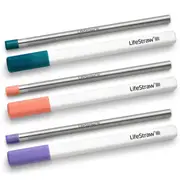 LifeStraw SIP Stainless Steel Filter Straw with Carry Case (3 Pack) - Laguna / Apricot / Thistle