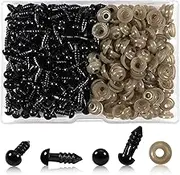 TOAOB 150pcs 6mm Safety Eyes for Amigurumis Craft Crochet Eyes with 150pcs Washers Black Doll Eyes for Crocheting Stuffed Animals Bears Doll Making