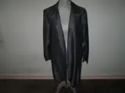 EILEEN FISHER Gray Linen/Silk Semi Sheer Collared Open Long Duster ~ M *NWT $198