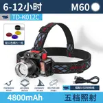 微笑鯊正品 TDK012 LED強光感應頭燈 M60 6000LM 白紅黃藍光 帶側燈 TYPE-C 5檔調焦 防水露營