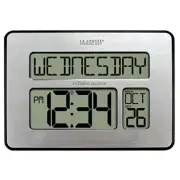 513-1419BLv4-INT Backlight Atomic Full Calendar Clock Calendar Clock Silver