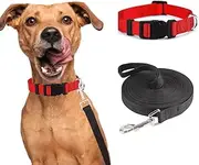 FFWTPY Dog Collar and Dog Lead for Cats Puppies Soft Cat Collar Adjustable Dog Lead for Training and Outdoor 10 m (Black)