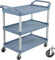 3 Tier Utility Service Cart Trolley Restaurant Kitchen Food Serving Catering with Wheels/Without Brakes,Large Shelf Storage Heavy Duty Catering Carts for Bar Salon Warehouse Office (Gray (No Brakes))