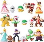 Pack of 18 Super Mario Cake Decorations, Birthday Decoration, Figures Set, Costume for Children, Party Cake Decoration