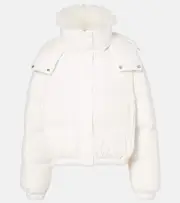 [Yves Salomon] Yves Salomon Doudoune 58cm shearling-trimmed ski jacket AU 16 white