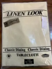 Vintage Naturals Linen Look Yellow Table Cloth Size 52” Square Dacron