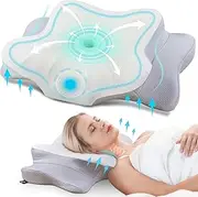 Cervical Neck Pillow for Neck Pain Relief, 2 in 1 Ergonomic Orthopedic Bed Pillow for Sleeping, Memory Foam Pillows for Side, Back & Stomach Sleepers with Removable Pillowcase (Gray)