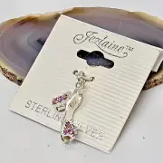 925 Sterling Silver - Jezlaine Crystal Encrusted Shoe Pump Charm Pendant
