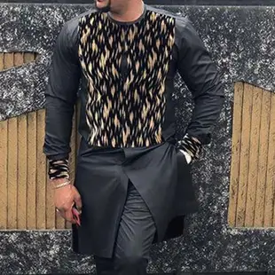 New long-sleeved shirt mens leopard print African style Eur