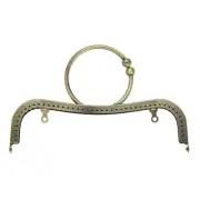Metal Purse Frame, 9" Arch Kiss Lock Clasp Frame Embossed(Bronze)