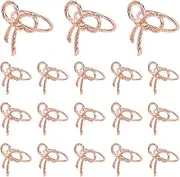 18Pcs Gold Napkin Rings,Metal Bow Shape Napkin Holder Buckle 4.5cm Diameter for Wedding,Dinner Party, Table Decorations (Rose Gold)