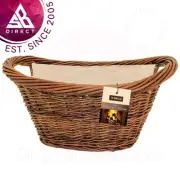 DeVielle Natural Wicker Oval Log Basket with Jute Liner