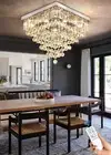 WOSOHYUN 20" Silver Crystal Flush Mount Ceiling Light Modern LED Crystal Ceil...
