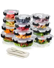 Sorbus Set of 24 Glass Meal Prep Containers With Airtight Lids