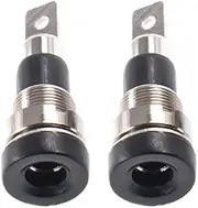 2Pcs Black Banana Socket Jack, 4mm Banana Plug Speaker Plug Banana Coupling Post Connector Panel Mounting for Audio Studios, Broadcasting Stations