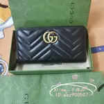 現貨二手 GUCCI GG MARMONT系列 443123 拉鏈式 黑色牛皮 錢包 長夾 手拿包