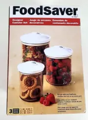 NIB - Tilia Foodsaver Designer Canister Set - 3pcs Plus Lids - Smoke Color