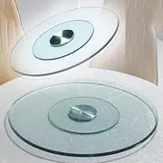 Lazy Susan Turntable 20" 24" 28" 30" 36" Tempered Glass Turntable Round Dining Table Swivel Large Tabletop Serving Plate(60cm/24in)