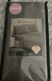 Juicy Couture Standard Satin Pillow Cases 2pc Set 20"x30" gray luxury