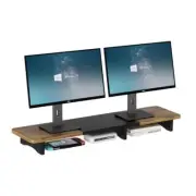 Dual Monitor Stand Riser,39.4 inch Wood Desk Organizer Shelf with Underneath