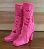 Barbie Cut Out Scalloped High Heel Western Boots Pink Fashion Doll Accessory