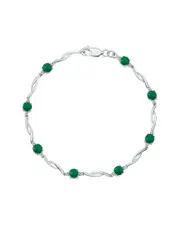 Gem Spark Silver 1.52 ct. tw. Diamond Emerald Tennis Bracelet