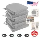 Portable Light Grey Velvet Chair Cushions with Memory Foam - Non-Slip & Secure