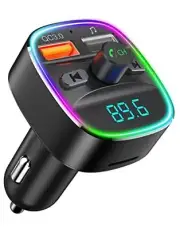 Bluetooth FM Transmitter for Car,Bluetooth Car Adapter with Dual USB Black