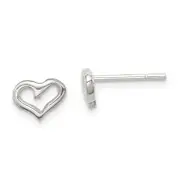Sterling Silver Polished Open Heart Children'S Post Earrings