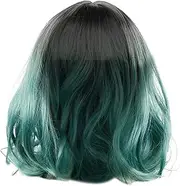 Vaguelly 1pc Invisible Short Curly Wig for Women Fashion Curly Hairpiece with Straight Bangs for Parties Cosplay and Special Occasions Fake Hair