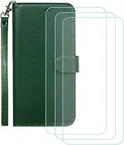 LCEHTOGYE Cover for Redmi Note 13 Pro+ + 3 Slice HD Tempered Glass,Shell PU BracketBumper Protective Back Case - Anti-Scratch Screen Protector for Redmi Note 13 Pro+-YSFP - Green