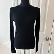 Splendid Isabella Shimmer Rib Top in Black Long Sleeve Crewneck - Size S - NWT
