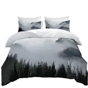Foggy Mountain and Pine Trees Quilt Cover