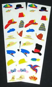 Mrs Grossman Two Vintage 2x6 inch Sheets 'Hats' (c-1998)
