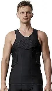 Men’s Padded Football Shirt Rib Protectors Compression Shirts with Pads Basketball Protective Gear Rugby Tank Top