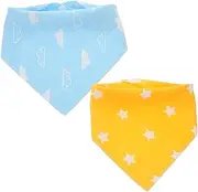 COLLBATH Cotton Baby Bibs for Boys Girls 2 Pack Teething Bibs with Snap Closure Absorbent Comfortable Newborn to Toddler