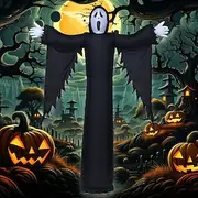 1 Pc 3.6M Halloween Outdoor Inflatable Air Model LED Light Black Ghost Air Model Courtyard Garden Lawn Path Party Atmosphere Decoration Light